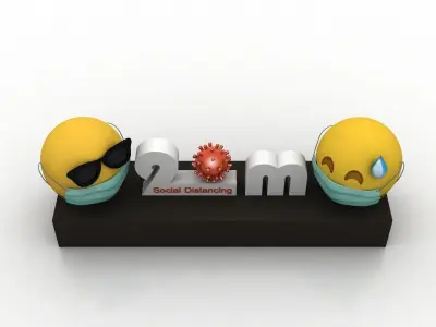 Social Distancing model for coronavirus 3D model