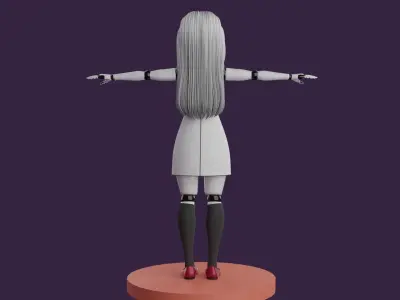 Sci fi Robot Girl - READY TO RIG Low-poly 3D model