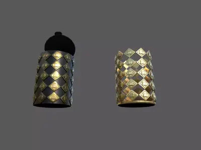 Bin Low-poly 3D model two gold vases Low-poly 3D model