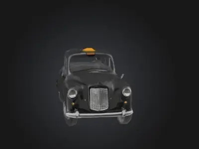 Black London Taxi Low-poly 3D model
