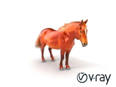 Chestnut Horse Equestrian Environment model pack Low-poly 3D model