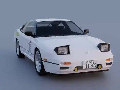 Nissan 180sx Kenji style Low-poly 3D model