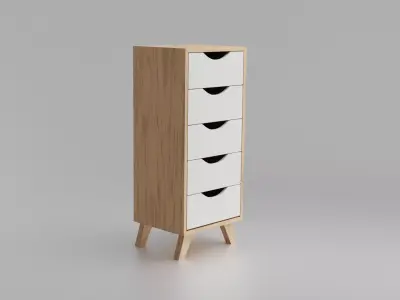Scandinavian chiffonier with 5 drawers Low-poly 3D model