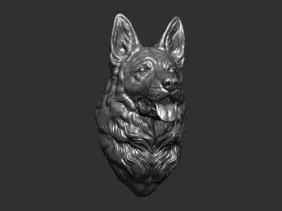 German shepherd dog head 3D print model