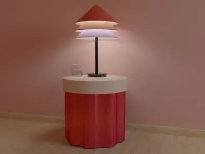 bedside table and lamp 3D model
