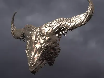Horned Lizard Dragon Head Mount 1 3D model
