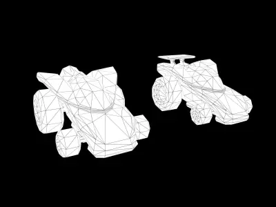 2 low poly cartoon cars 3D model