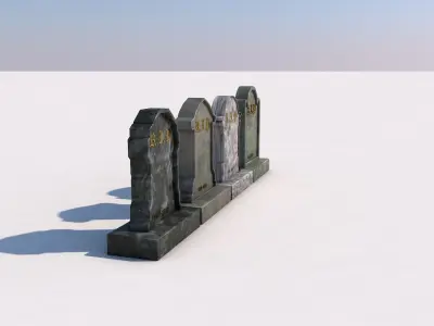 Set of 4 Tombstones Free 3D model