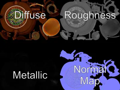 Mosaic Round Table Model Pack Low-poly 3D model