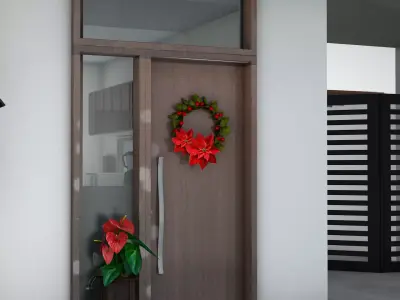 Christmas Wreath - Red Flowers 3D Model 3D model