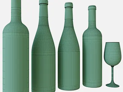 Wine bottle set 14 3D model