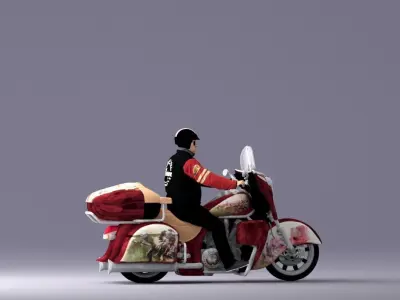 Man on the redish bike 0935 3D model