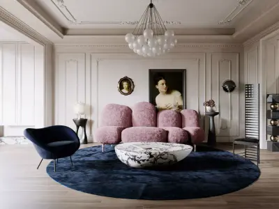Luxury living room dining room interior scenes 54 3D model