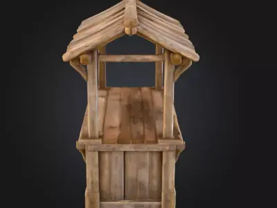 Rustic Market Stall Low-poly 3D model