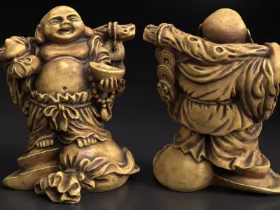 Laughing Buddha Statue Low-poly 3D model