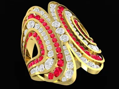 Luxury Geometric Spiral Diamond Ring for Women  3507 3D print model