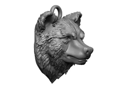 bear head pendant 3D print model