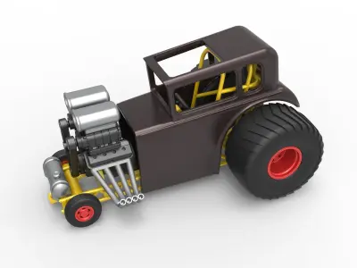 Mini Rod pulling tractor 5 Scale 1 to 25 3D print model