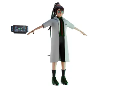 Cyber Tech Girl  Optimized 3D Character for Unreal  Unity Low-poly 3D model