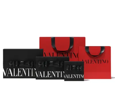 Valentino Luxury Packaging Boxes and Paper Bags Low-poly 3D model