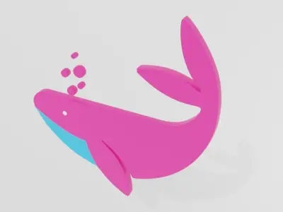 Low Poly Cartoon Whale Decoration Object Low-poly 3D model