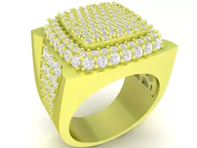 Luxury Square Layered Pave Diamond Ring for Men  3933 3D print model