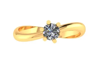 Women ring 58 simple curve single diamond women ring Free 3D print model
