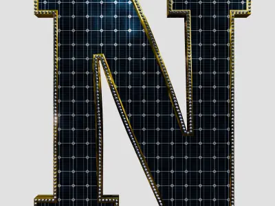 Solar Panel Letter - N 3D model