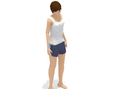 Warrior 1 Yoga Exercise Woman Animation Low-poly 3D model