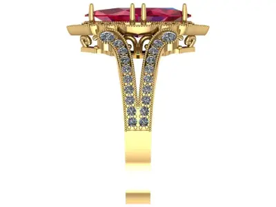Luxury Golden Ring with Ruby 3D model