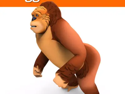 Cartoon gorilla Rigged 3D Model  Low-poly 3D model