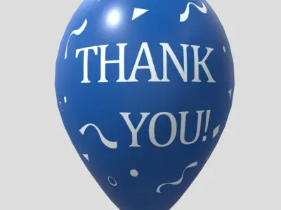 Balloon 5 thank you Low-poly 3D model