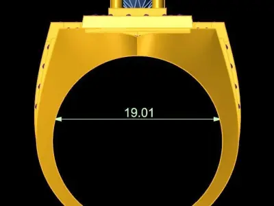 Luxury Square Gemstone Gold Ring for Men 324 3D print model