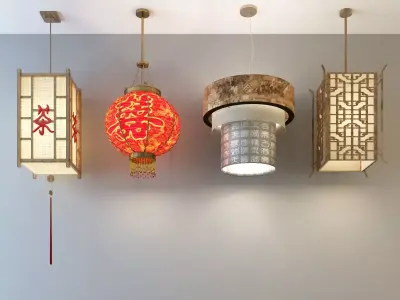 Chinese Hanging Lantern Collection 3D model