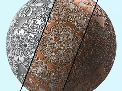 Plaster Materials 7- Ornament Plaster Pbr 4k seamless Sbsar Low-poly 3D model