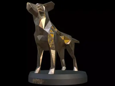 Steampunk Small Tan Dog Low-poly 3D model