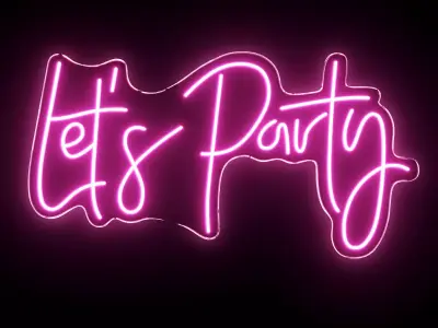 Lets Party Neon Sign 3D model