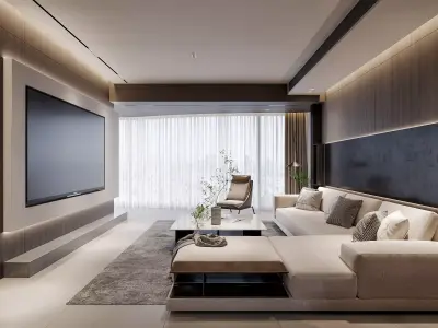 Modern living room dining room interior scenes 571 3D model