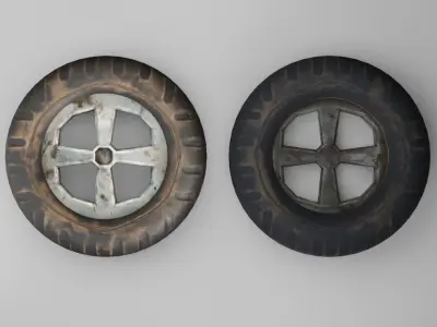 Low Poly PBR Wheel three tires stacked Low-poly 3D model