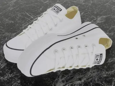 CONVERSE 3D SHOES - WHITE LOW Low-poly 3D model