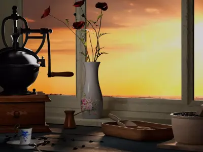 vintage collection old coffee grinder 3D model