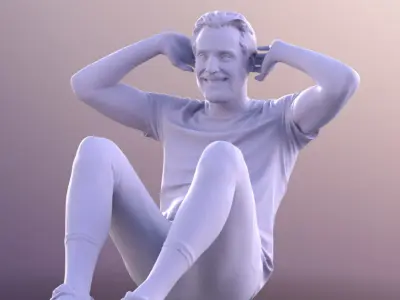 Will 10862 - Athletic Man Doing Situps Low-poly 3D model