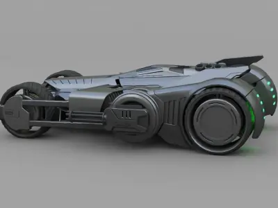 Bat mobile concept   rigged vehicle 3D model