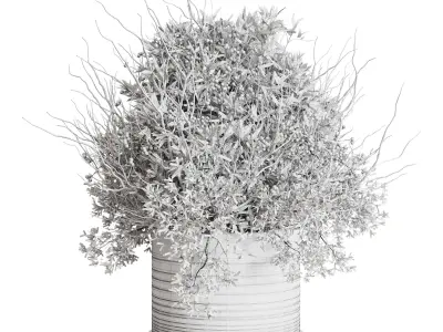 Olive branch in an old earthenware vase Buoquet 33  Low-poly 3D model