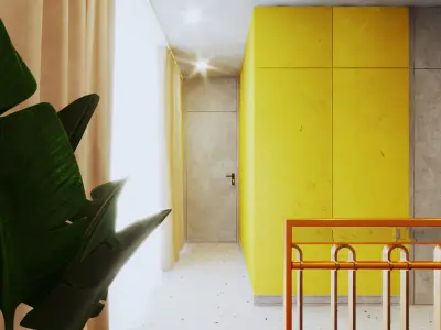 Modern Warm House 2 floor Interior Low-poly 3D model