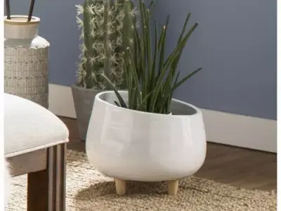 White Ceramic Pot Planter 3D model