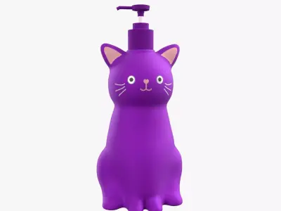 Cat Liquid Soap Dispenser Purple Version 3D model