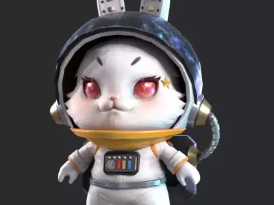 Moon Rabbit Low-poly 3D model