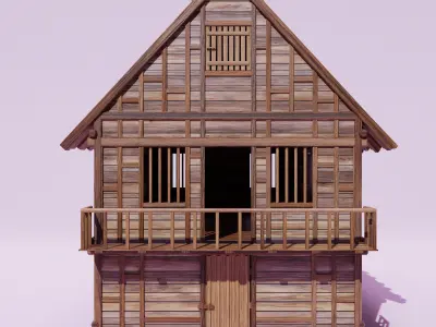 Medieval House Realistic Detailed 3d model  Low-poly 3D model