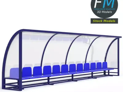 Soccer reserve bench 3D model